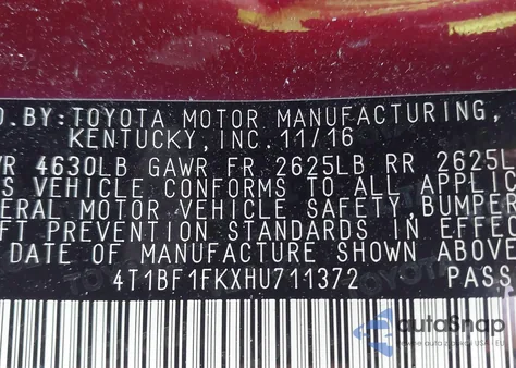 2017 Toyota Camry Xse из США, поврежденный, VIN 4T1BF1FKXHU711372